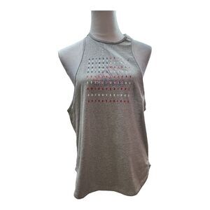 Adidas Gray  Sleeveless USA Flag Print Tank Top Athletic Workout Logo Size L
